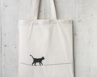 Jute bag cat, jute bag fabric bag cotton, tote bag jute bag, painted cat, cat, cotton