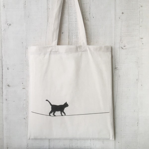 Jutebeutel Katze, Jute tasche Stofftasche Baumwolle, Totebag Jutebeutel, bemalte Katze, Cat, Baumwolle