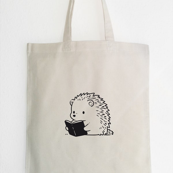 Jutebeutel Igel Buch, Jute Tasche Igel Buch Lieber, Hedgehog Book Tote Bag, Baumwolle Stofftasche, Einkaufstasche, Igel  Liebe