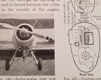 1940's The Airplane and Its Engine Air Pilot Training Vintage Training Military Tactics Aviation Aeronautics mechanic Flying Man Cave Book