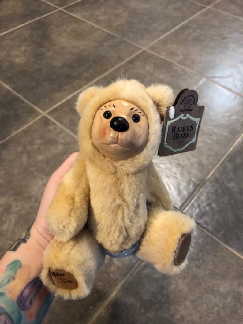 1990 Applause RAIKES BEARS Baby Bear 6.5 Wooden Face VINTAGE Etsy
