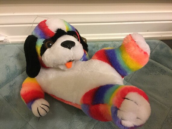 rainbow dog plush