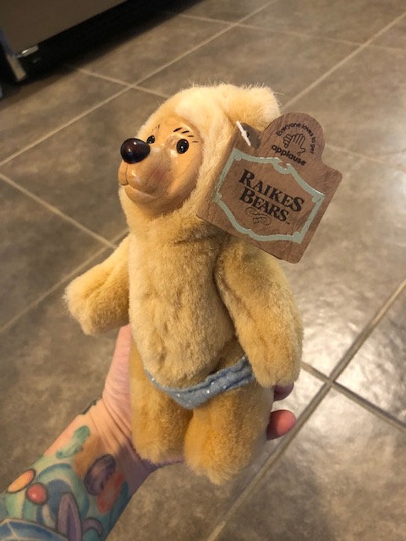 1990 Applause RAIKES BEARS Baby Bear 6.5 Wooden Face VINTAGE Etsy