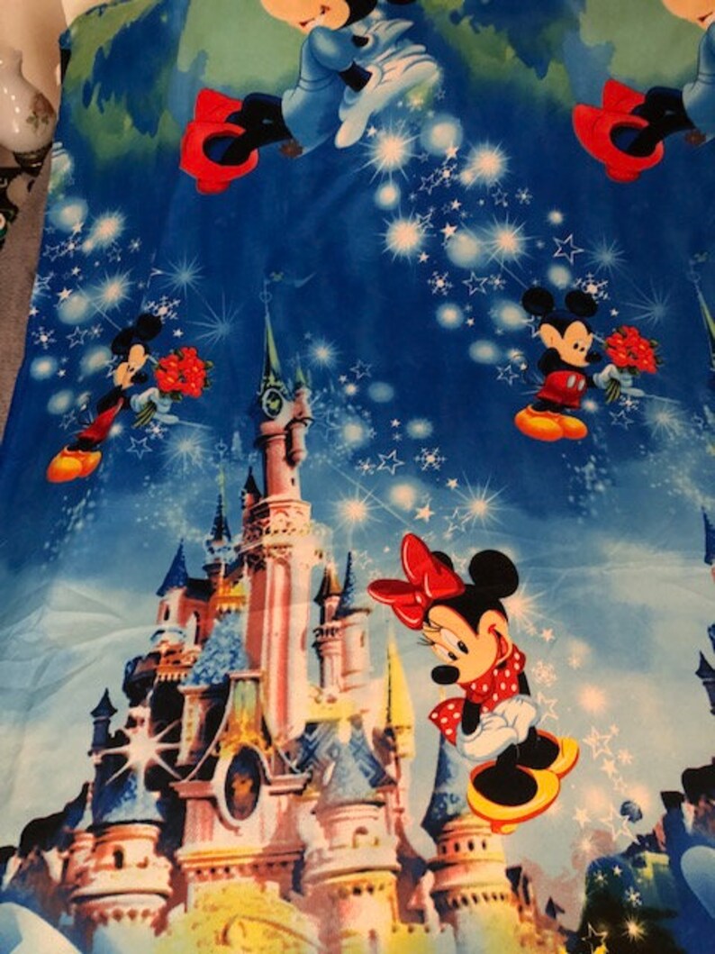 Vintage Disney Mickey Mouse Fantasia And Minnie Twin Flat Sheet