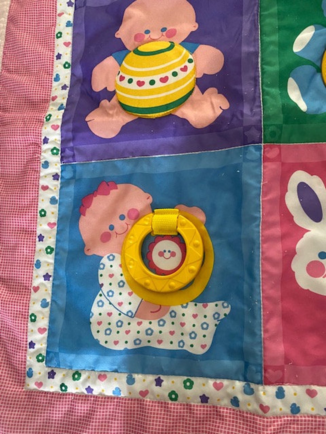 Fisher Price Play Activity Quilt Mat Blanket Baby Pink Vintage Etsy