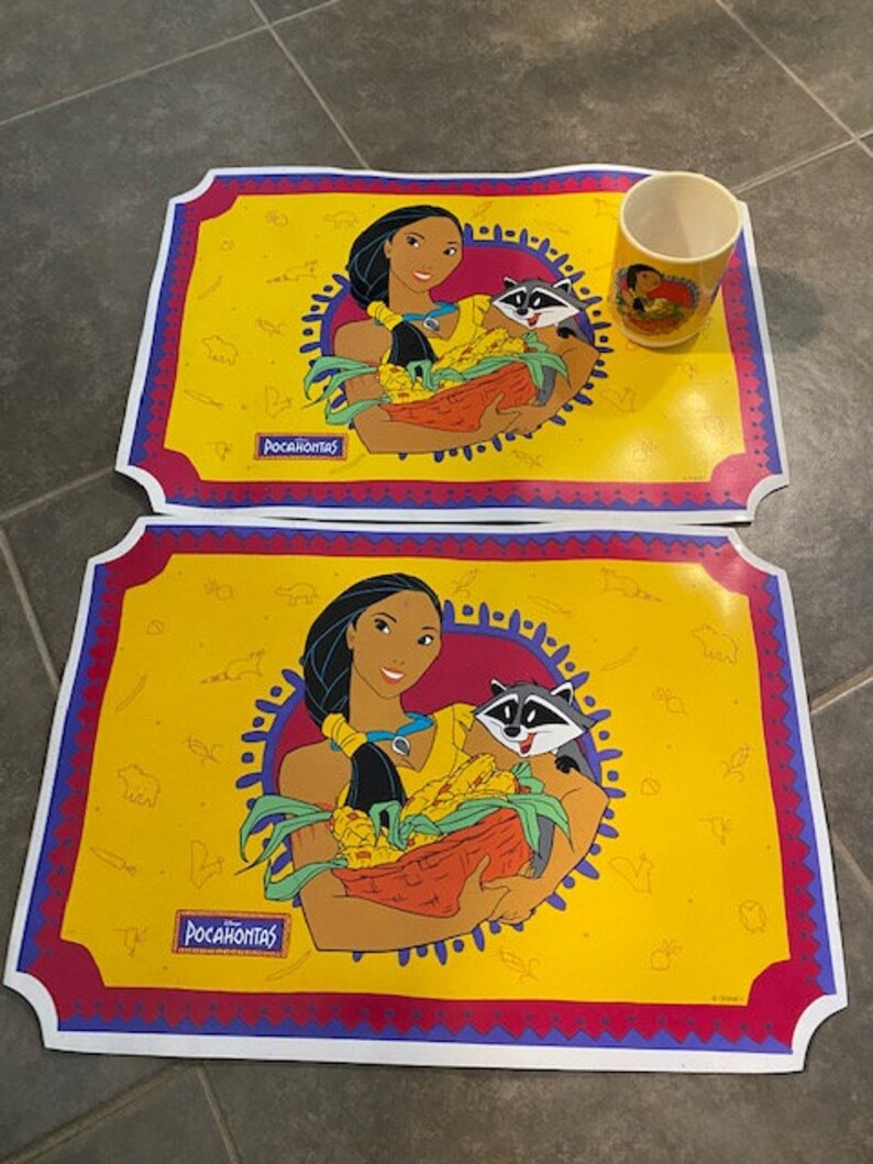 2 Vintage Pocahontas Placemat Disney Princess Dining Plastic Etsy