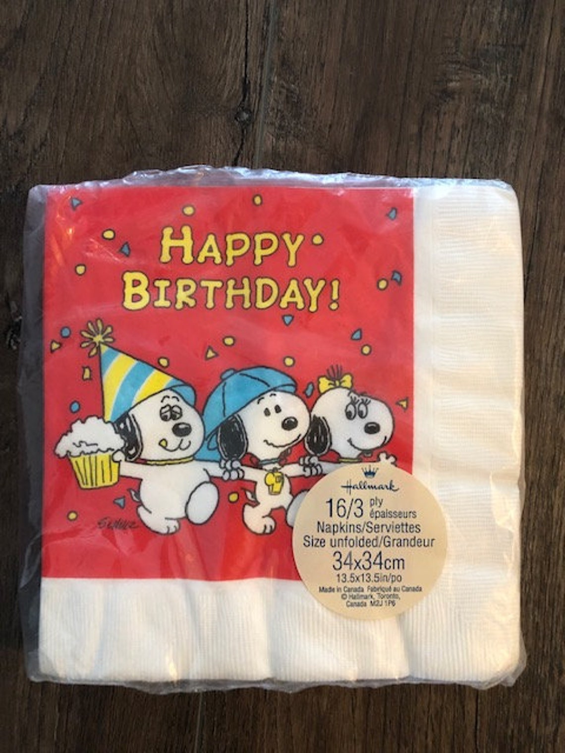 Vintage Peanuts Snoopy and Friends Birthday Napkins Sealed Etsy