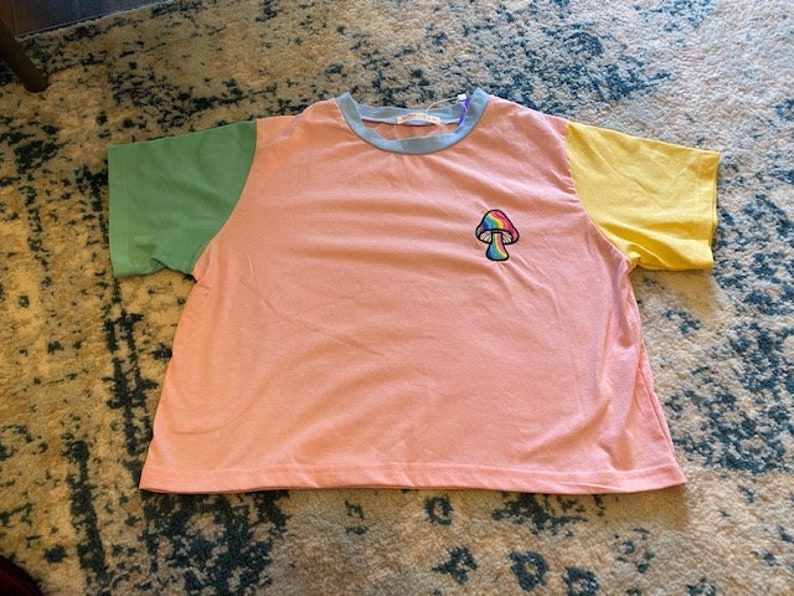 Mushroom cropped shirt Pastel Cute Fairy Kei Medium