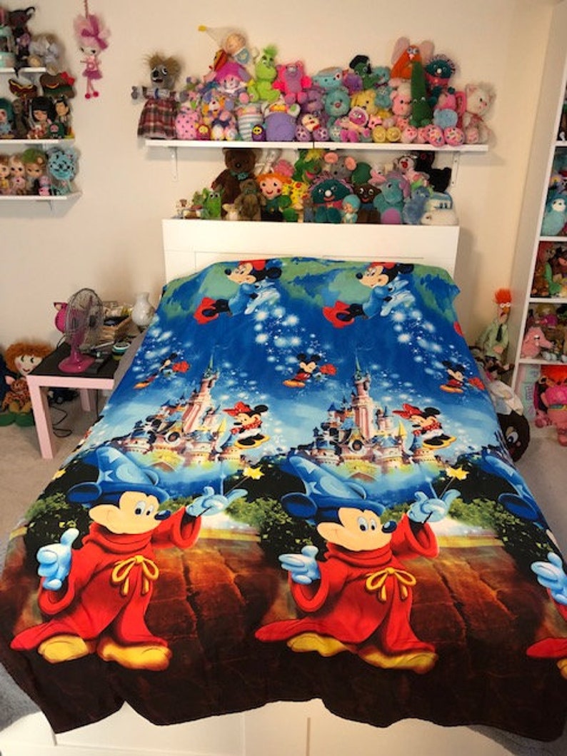 Vintage Disney Mickey Mouse Fantasia And Minnie Twin Flat Sheet