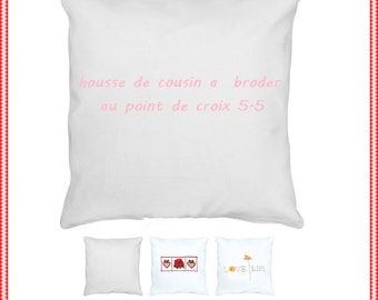 Housse de coussin à broder au point de croix toile aida 5.5 blanc