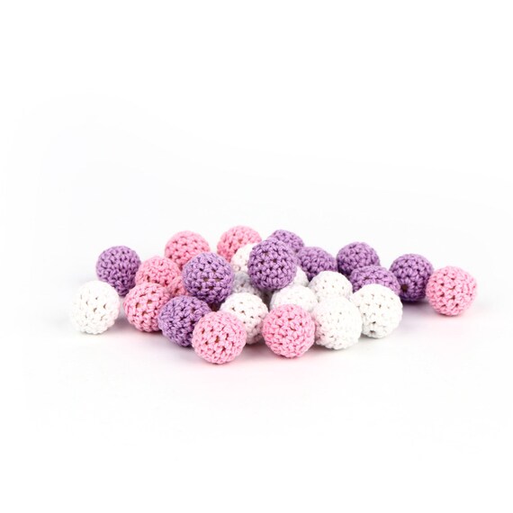 Perle Ronde Noir Perle en crochet de Ø 25 mm