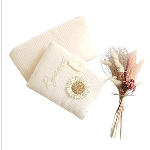 Ensemble trousse de toilette protège carnet de santé bohème, cadeau naissance personnalisé, fête idée cadeau baby shower