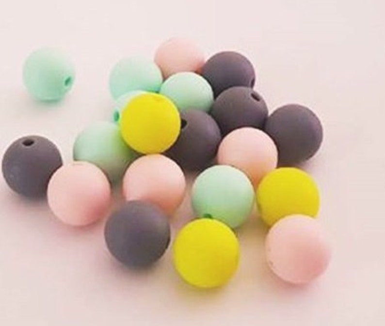 anise and mint color matching Silicone pearl 12 mm grey dark pale pink