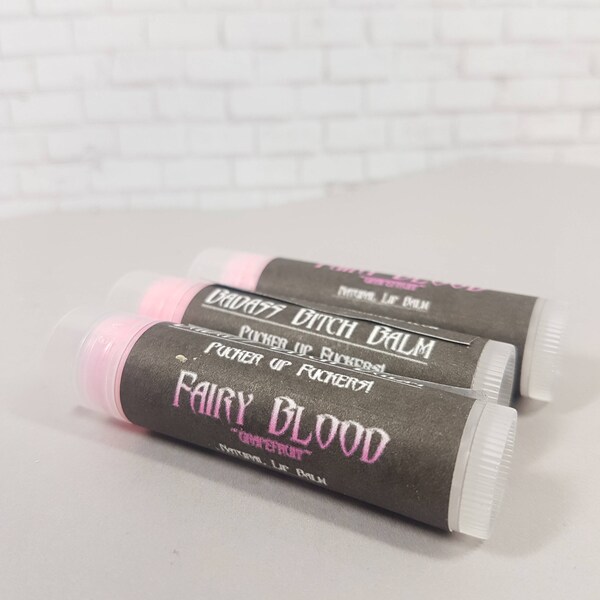 Pink Grapefruit lip balm - Fairy Blood - Natural Lip Balm- Organic Lip Balm- Lip Butter - Fruity Lip Balm - Adult Humor- Bitch Balm- Vulgar