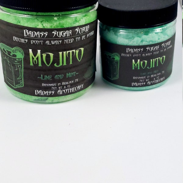 Mojito -Lime Mint Sugar Scrub - Body Scrub- Foot Scrub- Organic Sugar Scrub - Natural Scrub - Vegan - Exfoliating - Badass Scrub