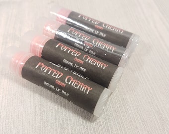 Cherry lip balm - Popped Cherry Lip Balm - Natural Lip Balm- Organic Lip Balm- Lip Butter - Adult Humor- Bitch Balm- Vulgar- Gift for her