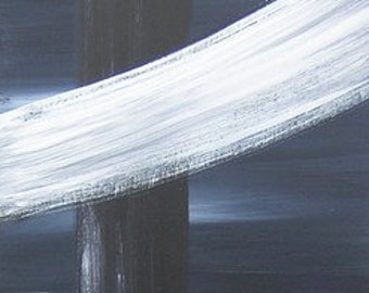 Engel, abstrakt, Acrylmalerei auf Leinwand, schwarz, 37x87 cm