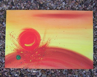 Mars rouge 40 x 60 cm, peinture originale, peintures acryliques sur toile, photo de bonne humeur, pièce unique