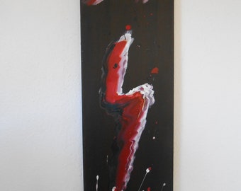 Kraft - nicht nur für Powerfrauen, original Malerei auf Leinwand, rot, 30x100 cm