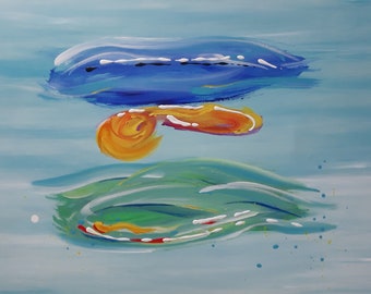 être toujours au bord de la mer, peinture acrylique sur toile, 50 x 70 cm