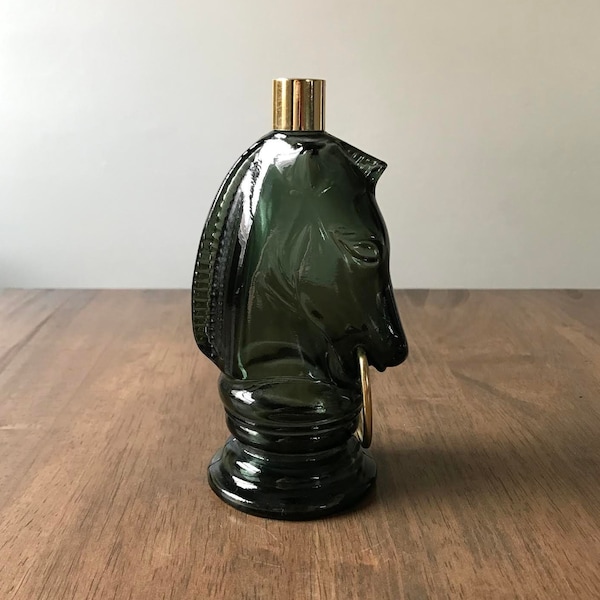 Ebony Glass Avon Horse Head Perfume Bottle