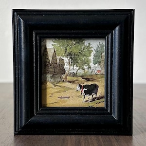 Miniature Stepped Black Wooden Picture Frame (Pastoral Print Included)