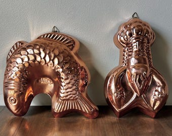 Vintage Copper Fish Molds | French Copper Molds | Terrine Molds