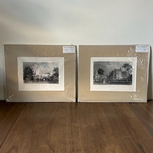 Two Certified Antique Prints from London; 1844, 1845: Naworth Castle & Lancaster Castle