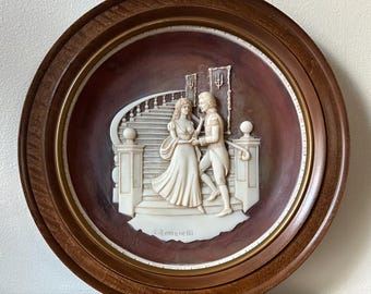 1982 'Lord Nelson and Lady Hamilton' Bards Wood Framed Incolay by Romanelli