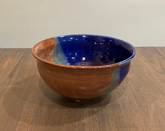 Cobalt and Terracotta Handmade Stoneware Bowl