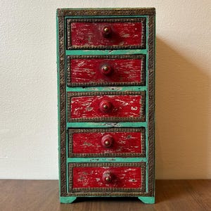 Vintage Indian Spice Apothecary Cabinet Drawers