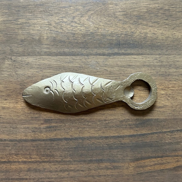Antique Gold Iron Fish Bottle Opener