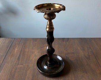 Antique Bronze Twisted Barley Candlestick Holder