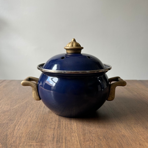 French Brass and Lacquered Incense Holder Simmer Pot