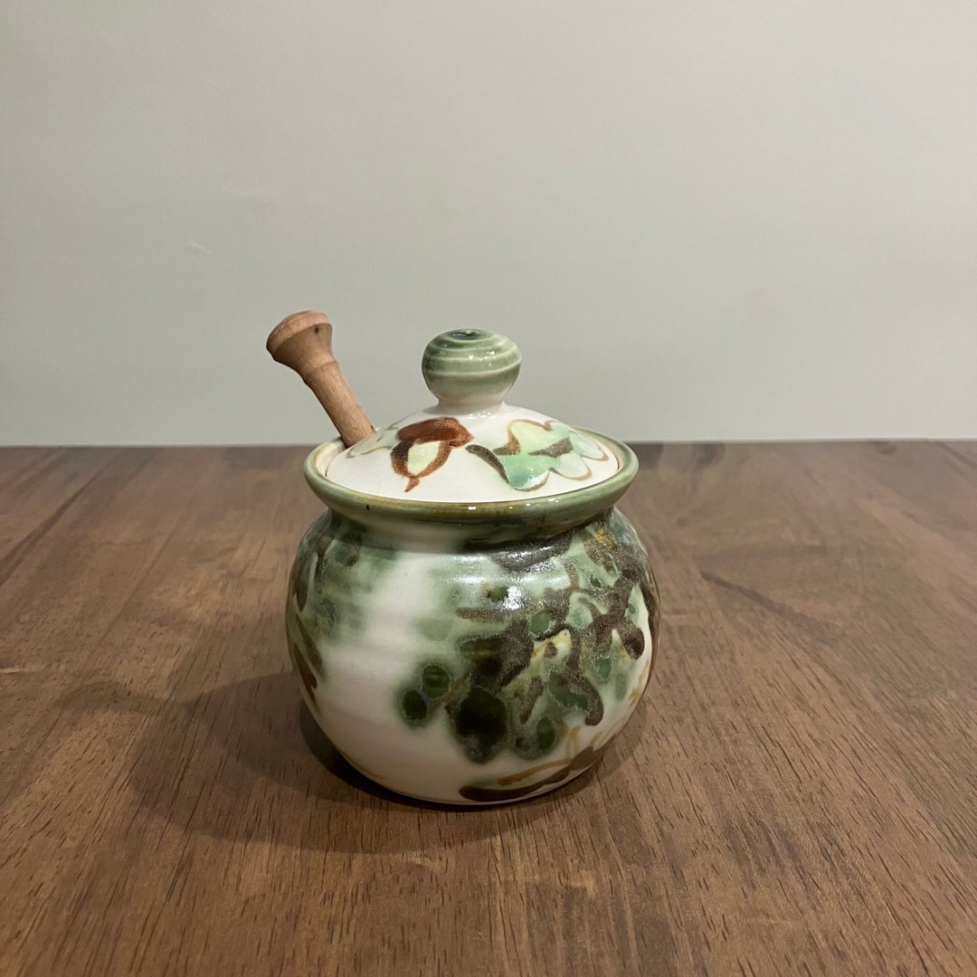 Clouds Folsom Pottery Honey Pot W/ Dipper Etsy