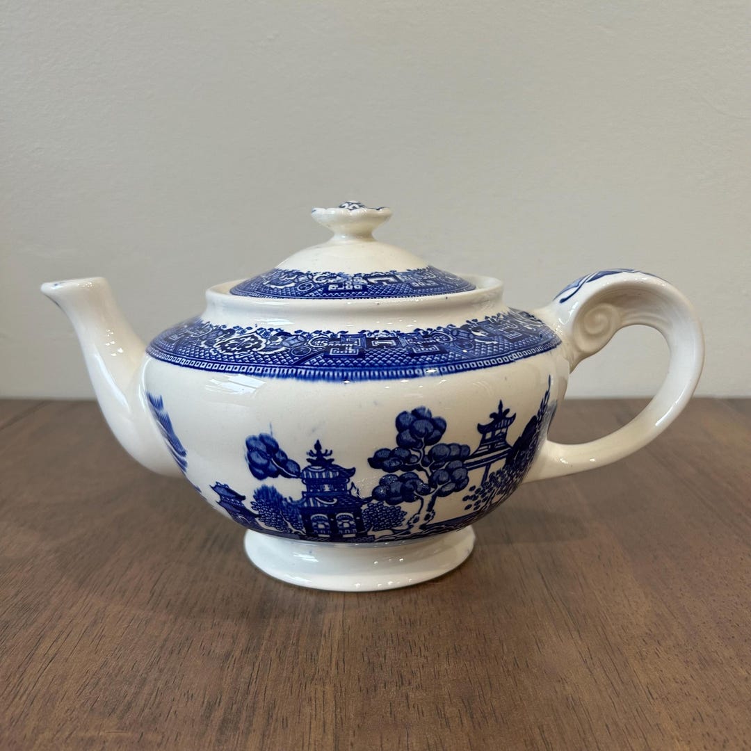 1940s Flow Blue Willow Transferware Lidded Teapot - Etsy