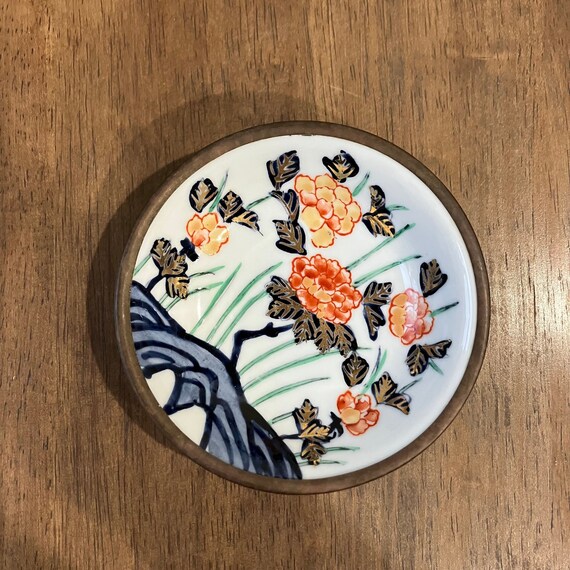 Chinese Metal and Enamel Porcelain Ring Dish - Gem