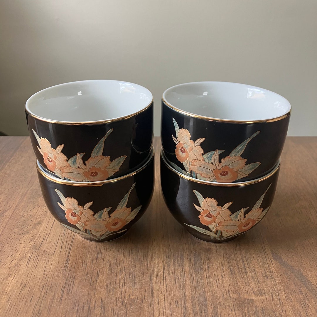 Set of Four Japanese Porcelain Tea Cups Etsy