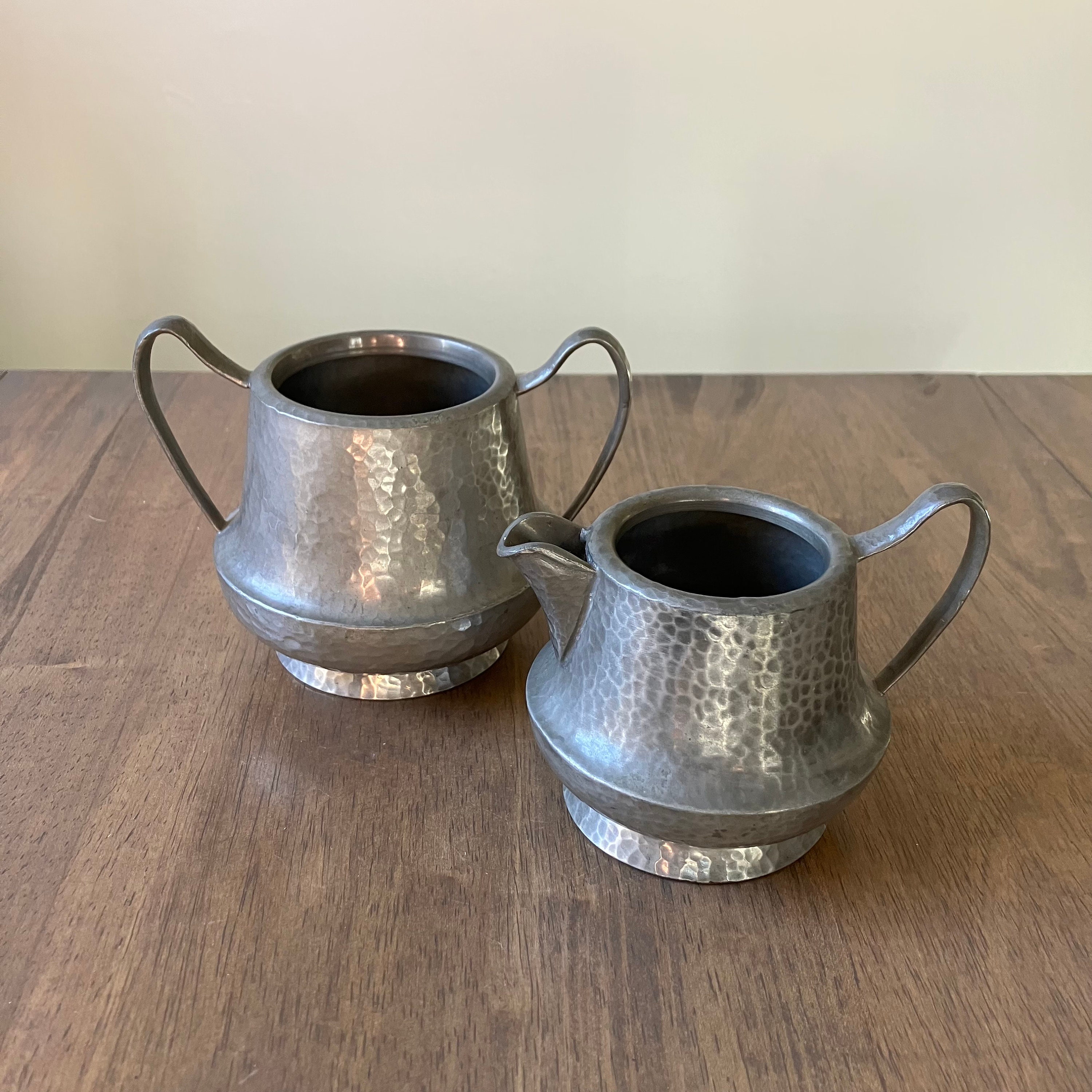 Antique British Lion Pewter Creamer and Sugar Bowl Set Etsy