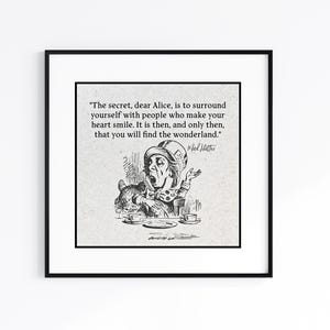 Alice in Wonderland Mad Hatter Quote Art Print - Alice in Wonderland Original Art Wall Décor  - Alice in Wonderland Gift