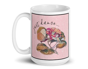 Just Dance Vintage Butterfly and Fairy Mug - Vintage Butterfly and Fairy Coffee Cup - Butterfly/Fairy Gift