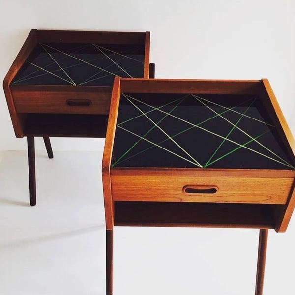 A pair of Midcentury Modern teak bedside tables, Denmark 1970