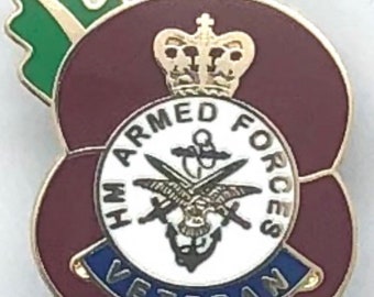 British armed forces Veteran poppy Enamel Pin Badge