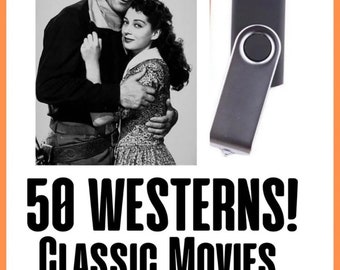 Classic Westerns - 50 Movies - USB Flash Drive - John Wayne etc