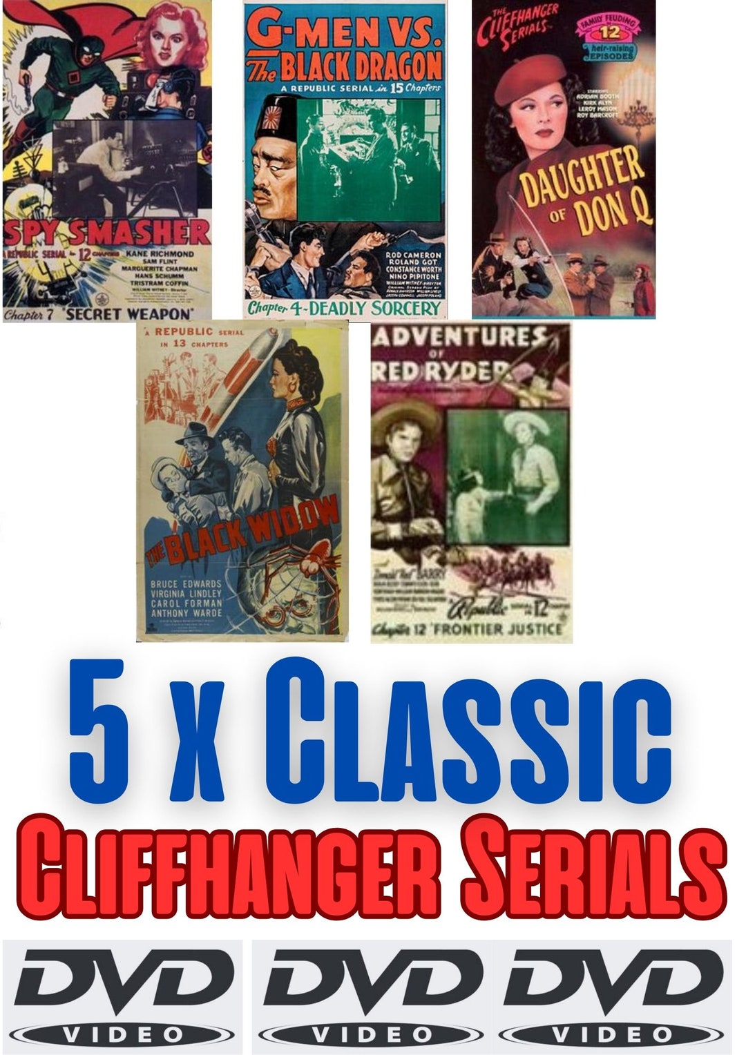 5 X Classic Cliffhanger Serials: the Black Widow / Spy Smasher - Etsy