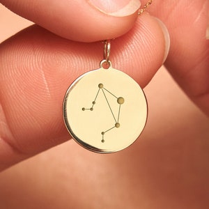 14k Libra constellation necklace gold • Solid Gold Personalized Libra Constellation Pendant • Dainty Libra Constellation Charm