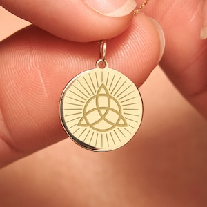 14k Solid Gold Triquetra Necklace • Personalized Trinity Knot Pendant • Dainty Triquetra Jewelry Gold