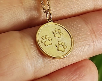 14k Solid Gold Paw Necklace • Personalized Paw Pendant • Dainty Tiny Paw Charm