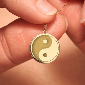 14k Solid Gold Yin Yang Necklace • Personalized Yin Yang  Necklace Pendant • Dainty Yin Yang  Necklace Charm