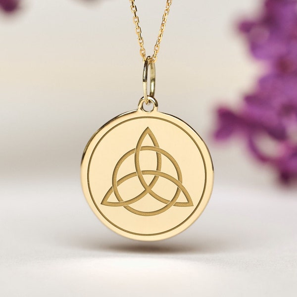 14k Solid Gold Triquetra Pendant • Personalized Trinity Knot Necklace • Dainty Triquetra Jewelry